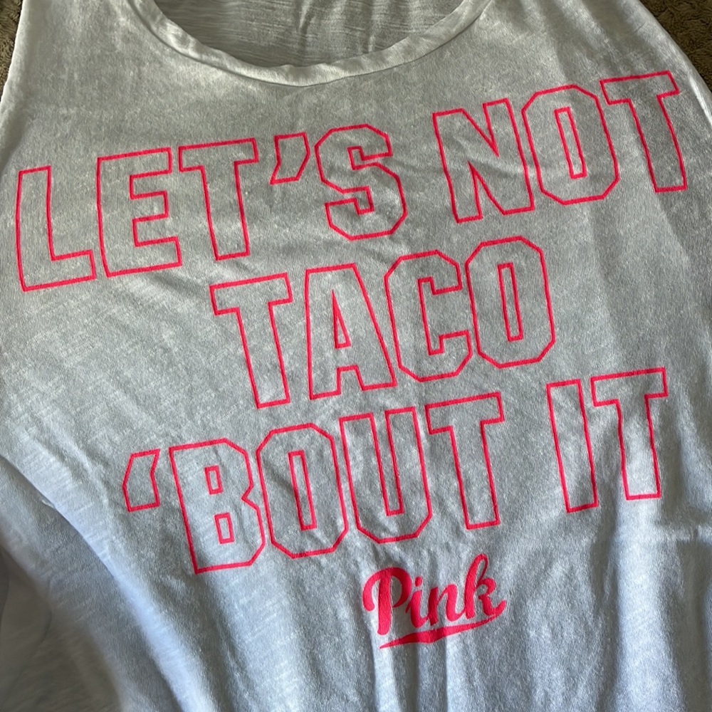 PINK White/Hot Pink Let’s Not Taco ‘Bout It Women’s Muscle Tank - Extra Small